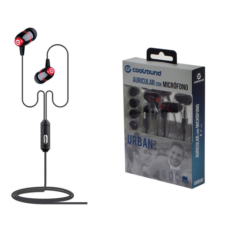 AURICULAR + MICRÓFONO URBAN MIC ROJO COOLSOUND - CS0105