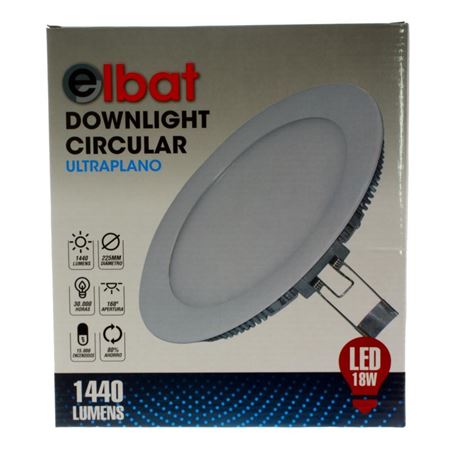 DOWNLIGHT EMPOTRAR ULTRAPLANO LED LUZ BLANCA 18W ELBAT - EB0185-EB01876-3
