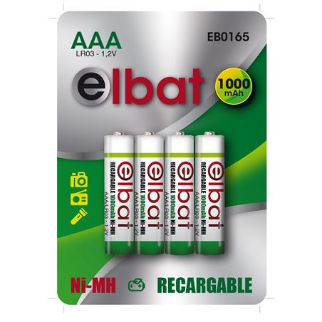 PACK 4 PCS PILAS RECARGABLES AAA 1000MAH ELBAT - EB0165