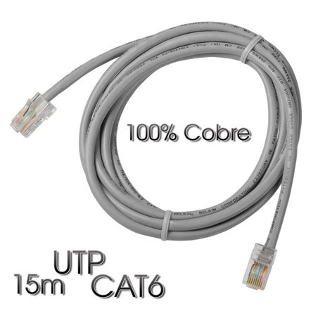 CABLE DE RED UTP CAT 6 15M GRIS CLARO 100% COBRE CROMAD - CR0738