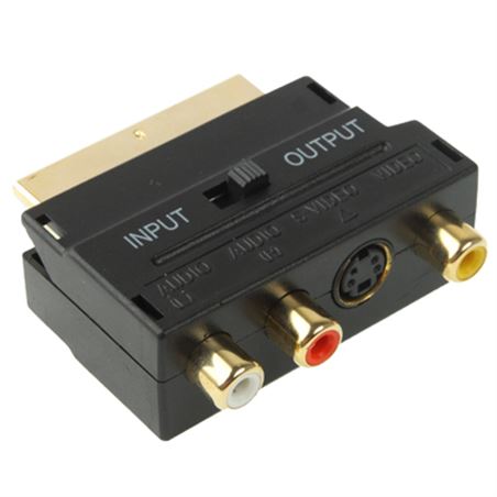 ADAPTADOR EUROCONECTOR A AV + S-VIDEO (IN - OUT) CROMAD - CR0694