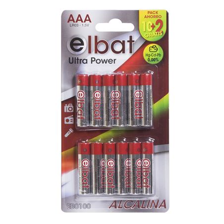 PACK 12 PCS PILAS ALCALINAS LR03/AAA ELBAT - EB0100