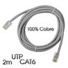 CABLE DE RED UTP CAT 6 2M GRIS CLARO 100% COBRE CROMAD - CR0524
