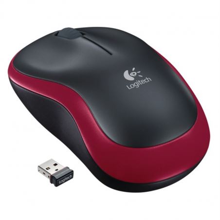 RATON OPTICO LOGITECH M185 WIRELESS ROJO - 910-002237