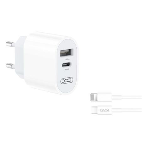 CARGADOR DE CORRIENTE L97 TIPO C + USB + CABLE LIGHTNING XO - XOL97LG
