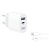 CARGADOR DE CORRIENTE L97 TIPO C + USB + CABLE LIGHTNING XO - XOL97LG