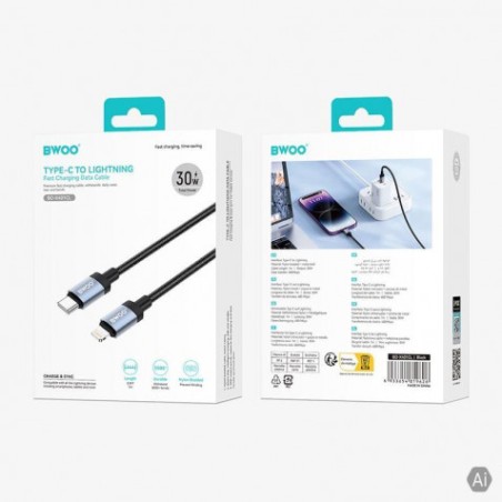 CABLE TRENZADO TIPO C-LIGHTNING 30W X401CL BWOO