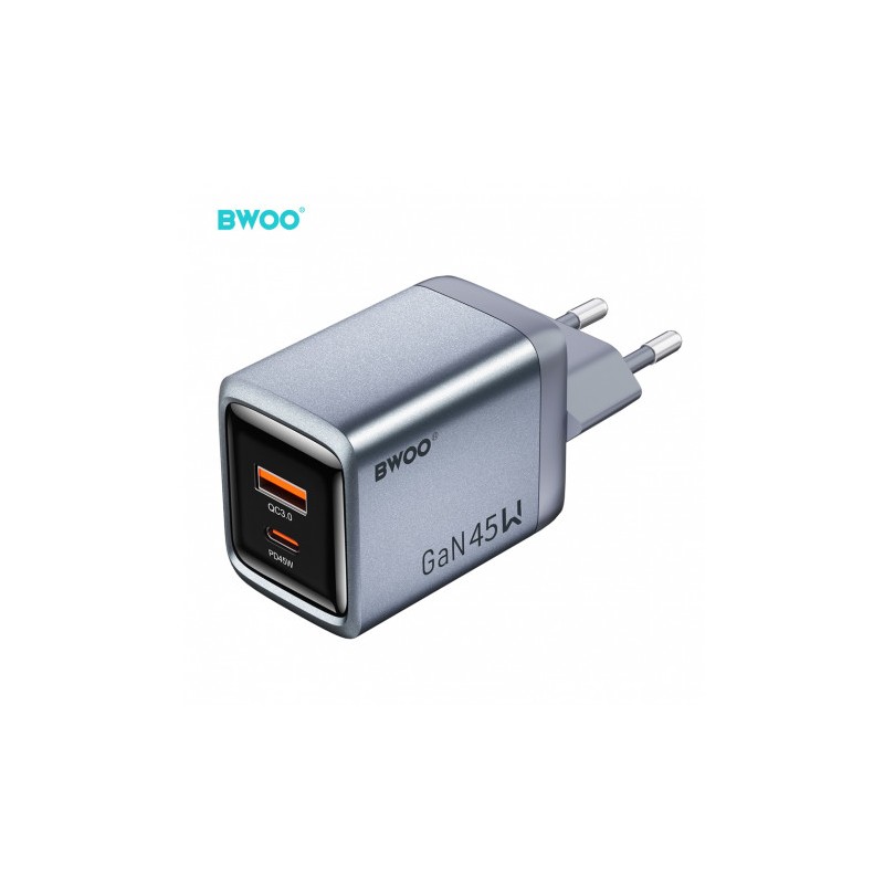 CARGADOR CORRIENTE TIPO C 45W + USB-A...