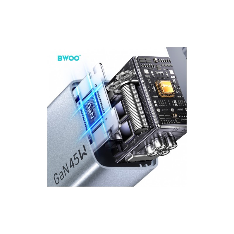 CARGADOR CORRIENTE TIPO C 45W + USB-A...