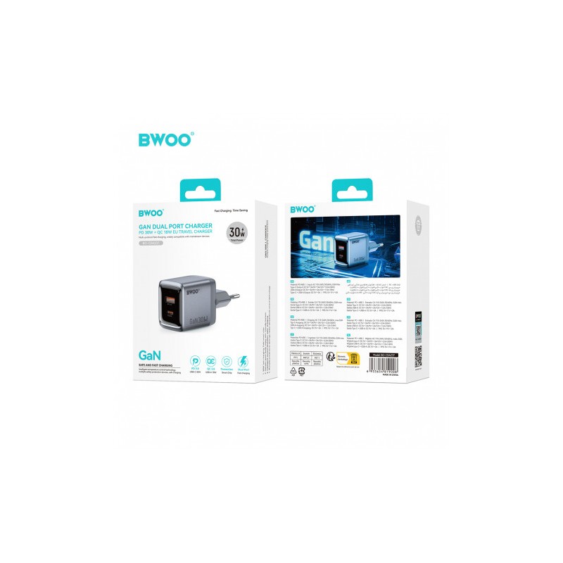CARGADOR CORRIENTE TIPO C 30W + USB-A...
