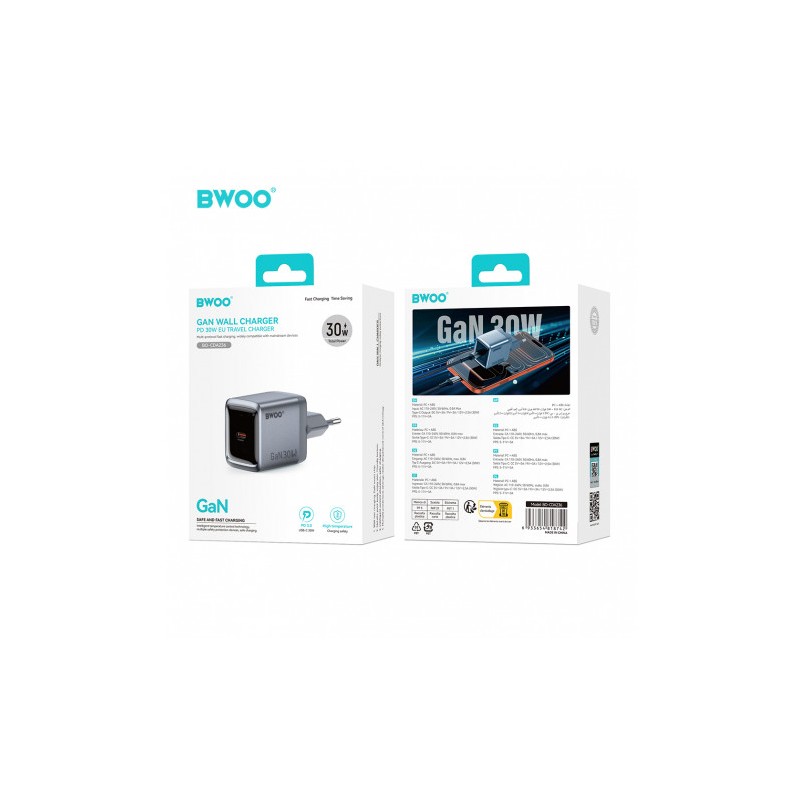 CARGADOR CORRIENTE TIPO C 30W GRIS...