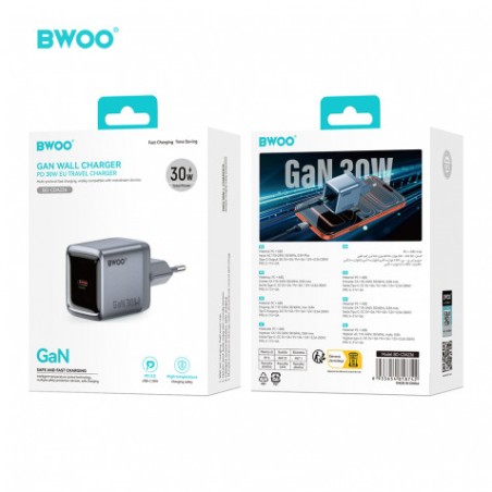 CARGADOR CORRIENTE TIPO C 30W GRIS BO-CDA236 BWOO