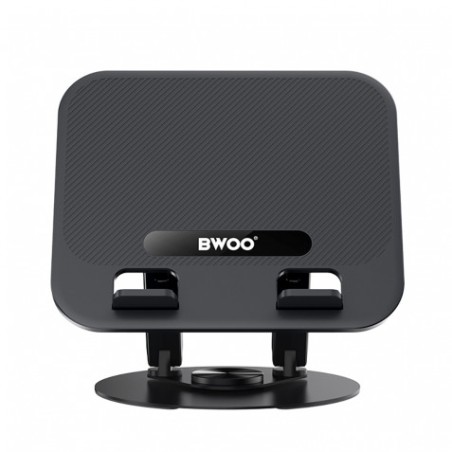 SOPORTE GIRATORIO DE ALUMINIO PARA TABLETS Y PORTATIL NEGRO BWOO