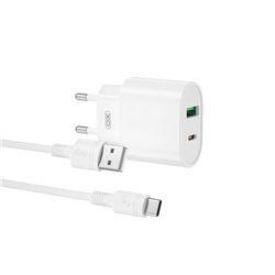 CARGADOR DE CORRIENTE L81ATC 20W TIPO C + USB QC 3.0 + CABLE TIPO C XO - XOL81ATC