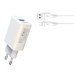 PACK CARGADOR CORRIENTE L85D 18W + CABLE TIPO C BLANCO XO - XOL85DTCWH