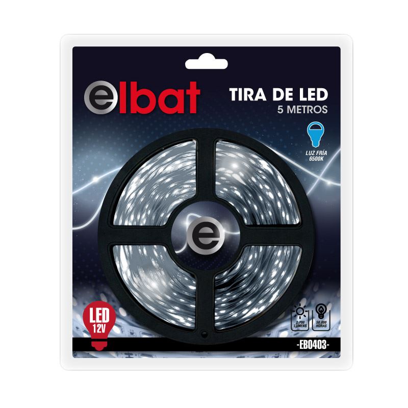 TIRA DE LED 12V 5 METROS LUZ FRIA ELBAT - EB0403-1