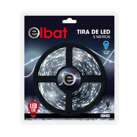 TIRA DE LED 12V 5 METROS LUZ FRIA ELBAT - EB0403-1