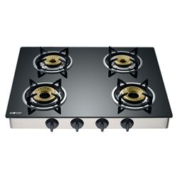 COCINA GAS INOX 4 FUEGOS CRISTAL TEMPLADO MUVIP - MV0386