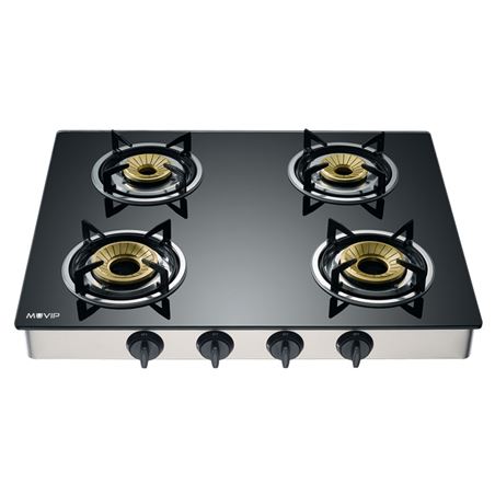 COCINA GAS INOX 4 FUEGOS CRISTAL TEMPLADO MUVIP - MV0386