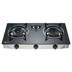 COCINA GAS INOX 3 FUEGOS CRISTAL TEMPLADO MUVIP - MV0385