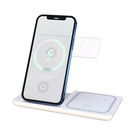 ESTACION DE CARGA TRIPLE INALAMBRICA WX023 15W BLANCA XO - XOWX023WH-1