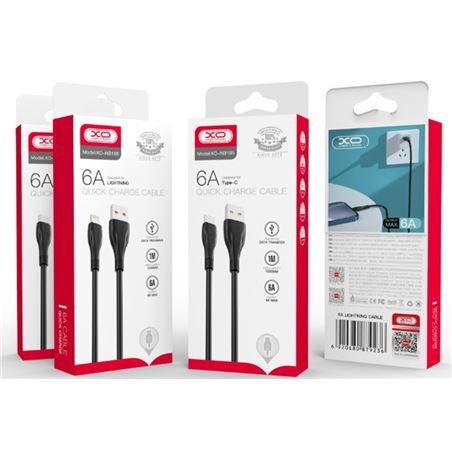 CABLE NB185 CARGA RAPIDA USB - TIPO C | 6A | 1 METRO | NEGRO XO - XONB185TCBK-1