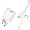 CARGADOR DE CORRIENTE L64 18W TIPO C + USB QC 3.0 + CABLE LIGHTNING XO - XOL64LG