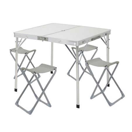 CONJUNTO MESA Y SILLAS PLEGABLES DE CAMPING BLANCA 86X80X70CM GRIS - 76129