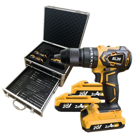 TALADRO PERCUTOR S/CARBONES 20V | 3 BATERIAS 2AH | CAJA ALUMINIO 50PCS BLIM - BL0112_04_1