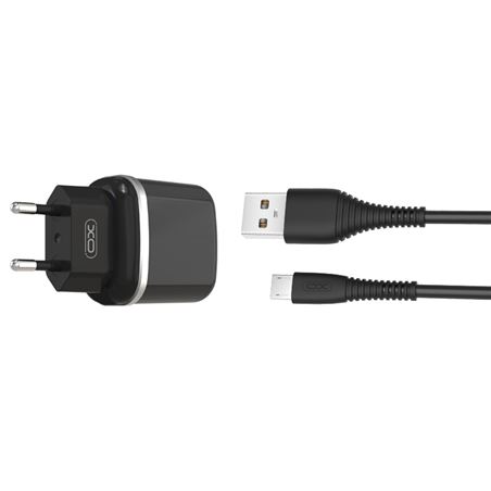 PACK CARGADOR CORRIENTE L69 2.4A + CABLE MICRO USB NEGRO XO - XOL69MCBK