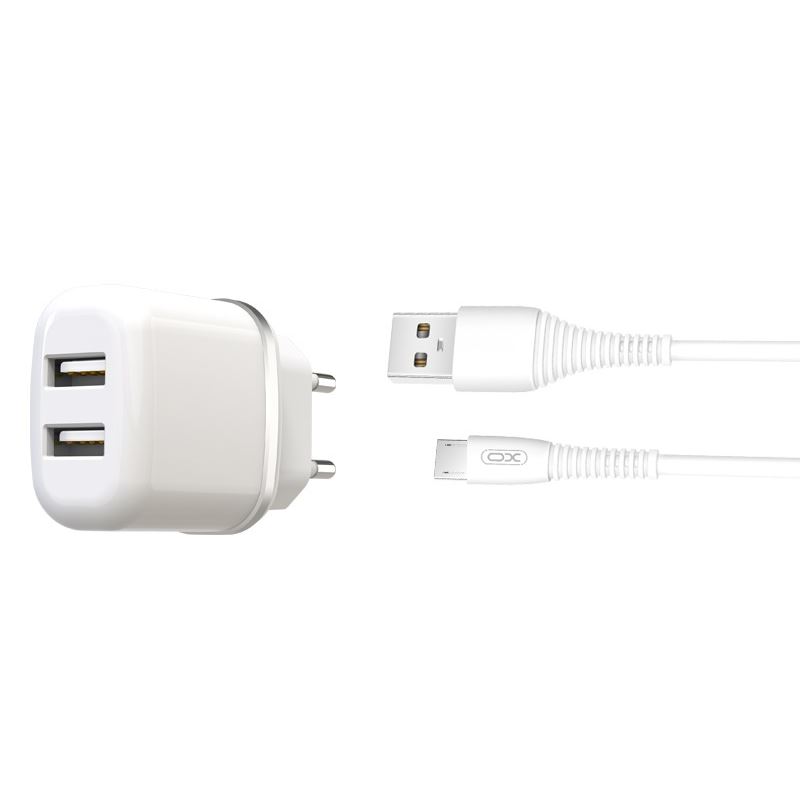 PACK CARGADOR CORRIENTE L69 2.4A + CABLE MICRO USB BLANCO XO - XOL69MCWH
