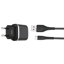 PACK CARGADOR CORRIENTE L69 2.4A + CABLE TIPO C NEGRO XO - XOL69TCBK