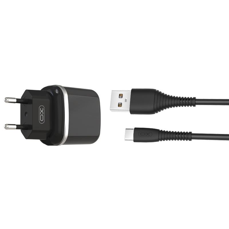 PACK CARGADOR CORRIENTE L69 2.4A + CABLE TIPO C NEGRO XO - XOL69TCBK
