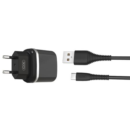 PACK CARGADOR CORRIENTE L69 2.4A + CABLE TIPO C NEGRO XO - XOL69TCBK