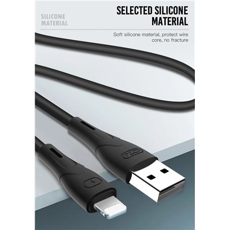 CABLE NB146 CARGA RAPIDA SILICONA USB - TIPO C | 2.4A | 1 MTR | NEGRO XO - XONB146