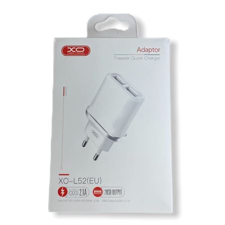 CARGADOR DE CORRIENTE L52 2.1A | 2XUSB | XO - XOL52WH-1