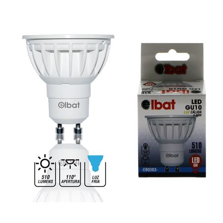 PACK 3 BOMBILLAS LED GU10 | 6W | 510LM | LUZ FRIA | ELBAT - EB0199