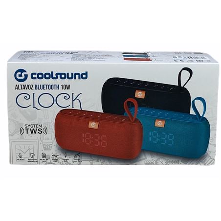 ALTAVOZ BLUETOOTH CLOCK 10W ROJO COOLSOUND - CLOCK-2