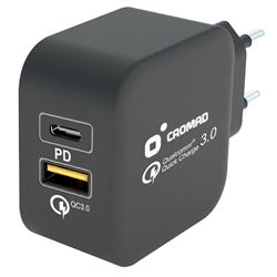 CARGADOR DE CORRIENTE TIPO C + QC 3.0 18W CROMAD - CR1011