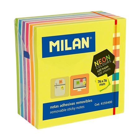 BLOC DE 400 NOTAS ADHESIVAS NEON 76X76MM MILAN - 4155400