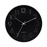 RELOJ DE PARED PLATEADO ESFERA NEGRA CON RELIEVE - 81021H