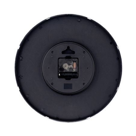 RELOJ DE PARED PLATEADO ESFERA NEGRA CON RELIEVE - 81021H-4