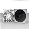 RELOJ DE PARED PLATEADO ESFERA NEGRA CON RELIEVE - 81021H-5
