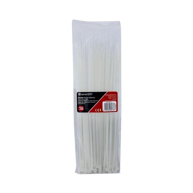 PACK 100 BRIDAS NYLON 250X3.6MM COLOR BLANCO - 08077