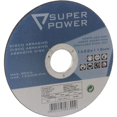 DISCO ABRASIVO INOX CORTE 115 MM SUPER POWER - 48300