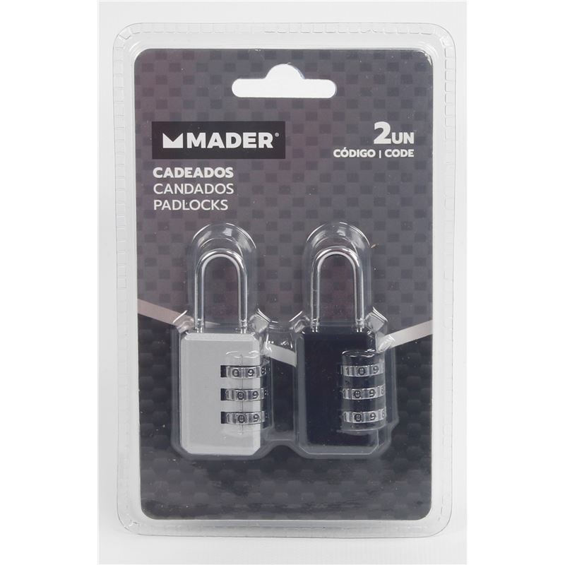 PACK 2 CANDADOS CON COMBINACION MADER - 31202