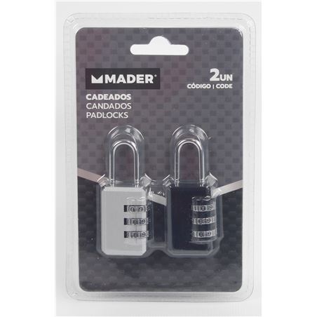 PACK 2 CANDADOS CON COMBINACION MADER - 31202