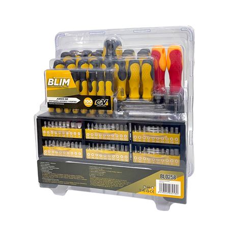 JUEGO 100 PIEZAS DESTORNILLADORES Y PUNTAS BLIM - BL0258
