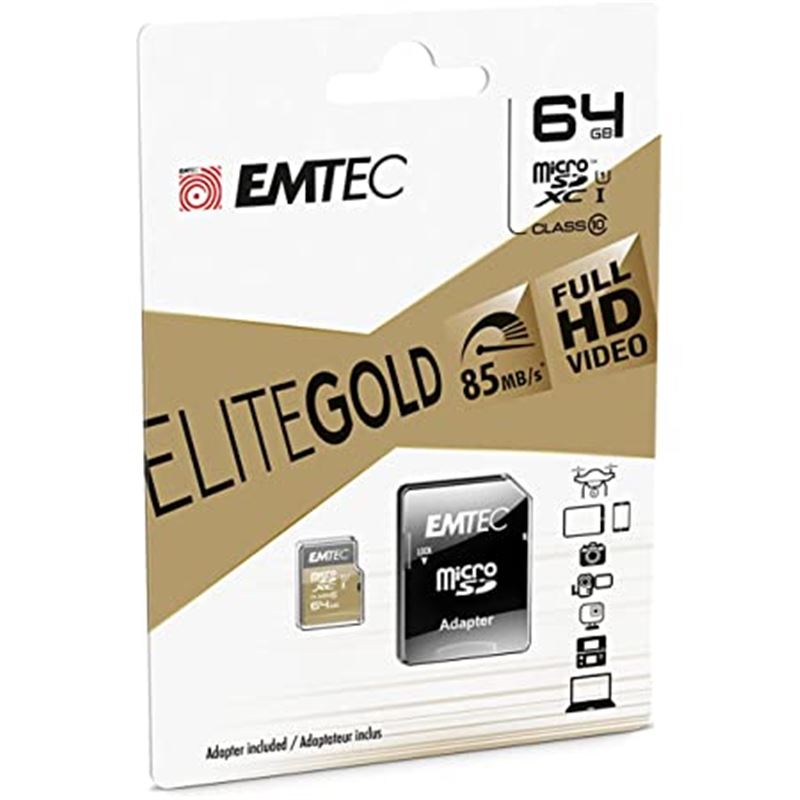 MEMORIA MICRO SD 64GB ELITE GOLD 85MB/S EMTEC - 3126170142276