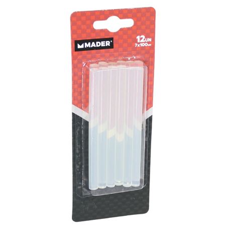 12 BARRAS DE PEGAMENTO SILICONA TRANSPARENTE 7X100MM MADER - 34029